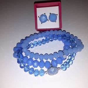 Avon 3 piece Stretch Bracelet with stud Earrings Gorgeous $15